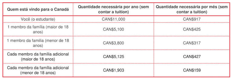 Comprovação financeira visto canadense: quanto precisa ter?