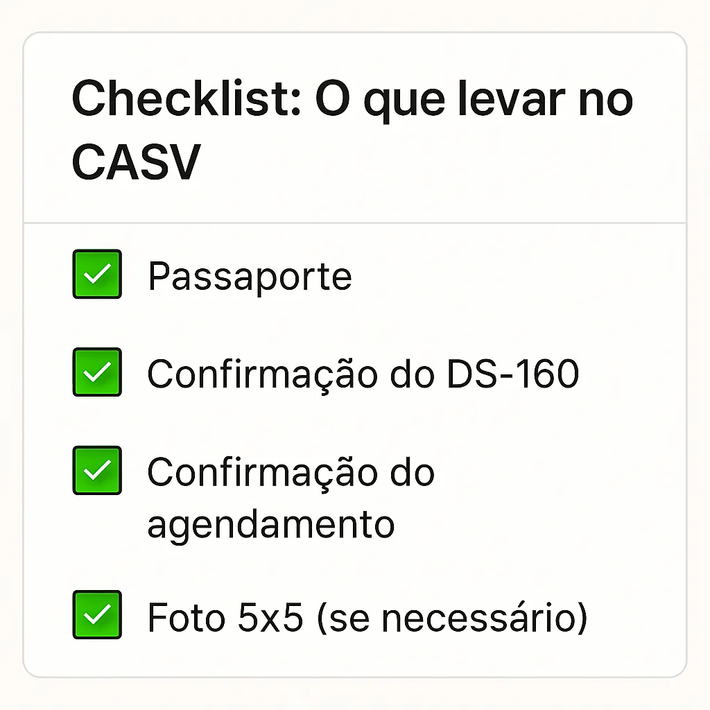o que levar no CASV
