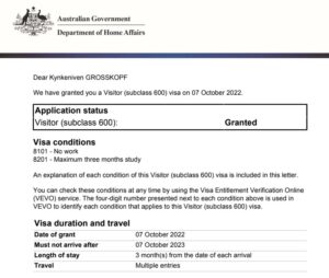 Visto australiano reprovado